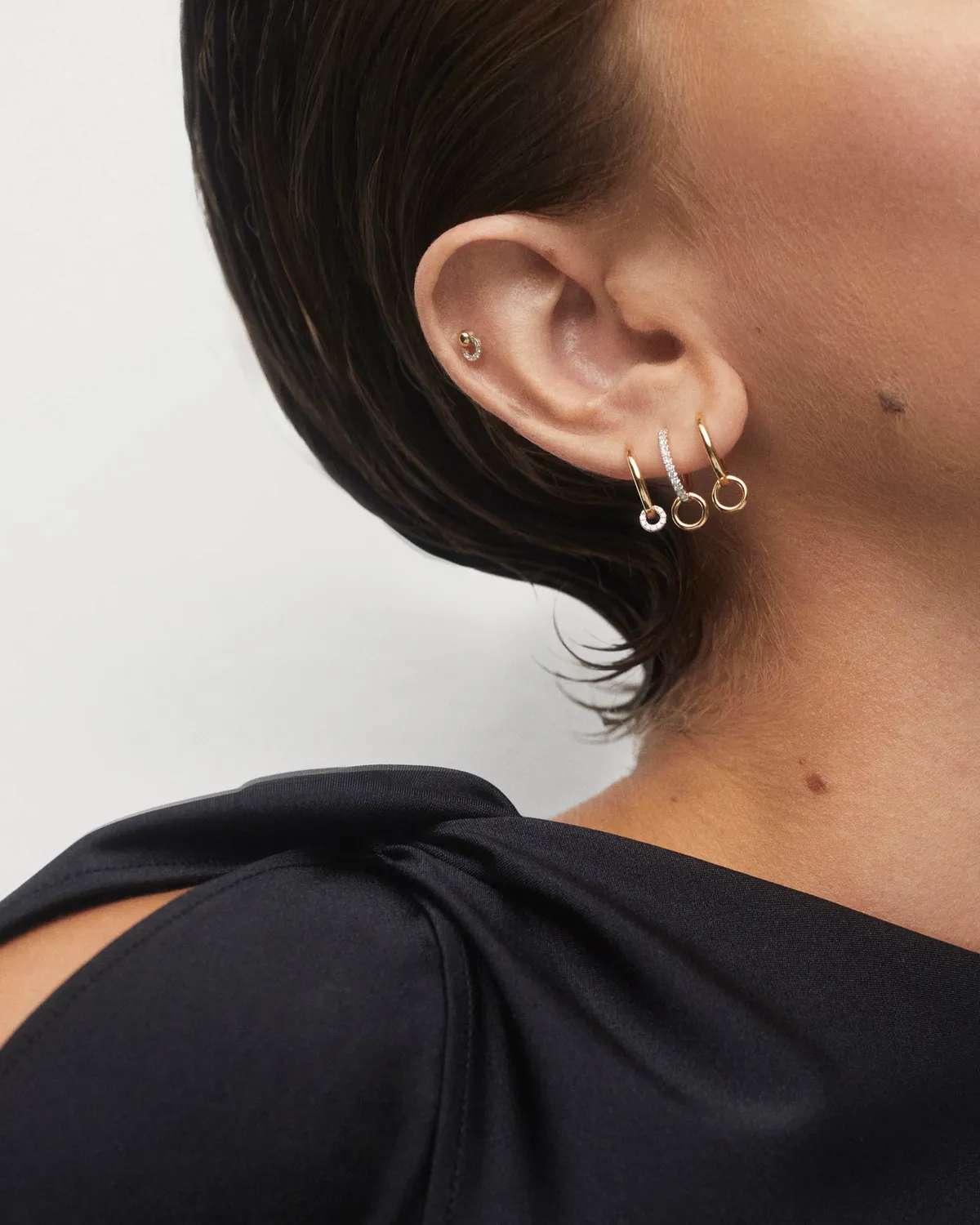 PDPAOLA Loop mono boucle perçage or diamants