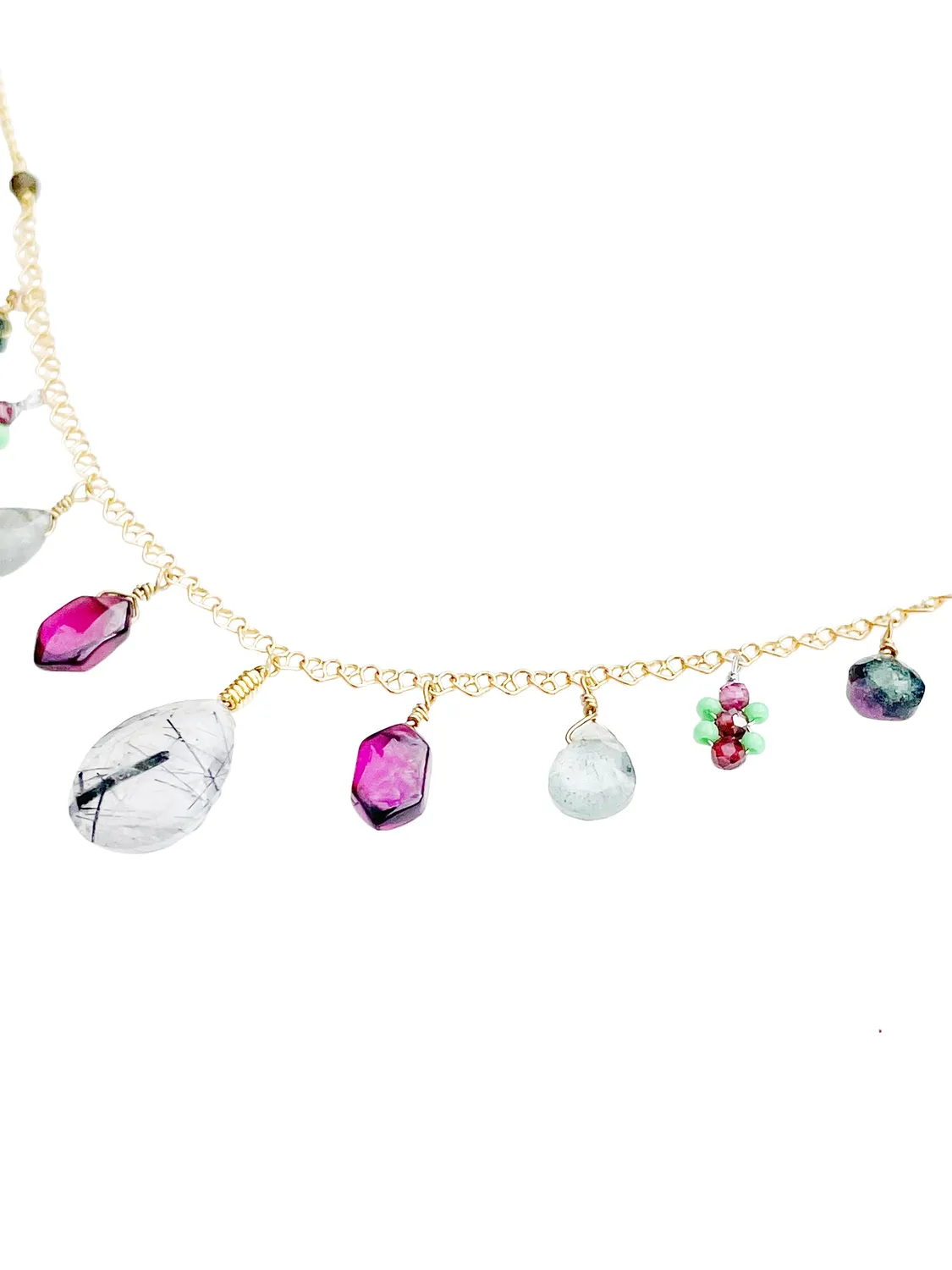 Le Fourbi de Capucine B21_40 collier laiton doré grenat 41 cm