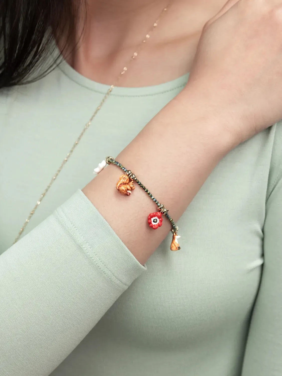 Nach Bijoux forêt bracelet perles hématite porcelaine
