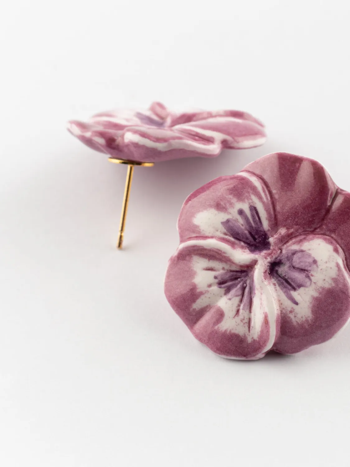 Nach Bijoux fleur pensée boucles puces violettes porcelaine