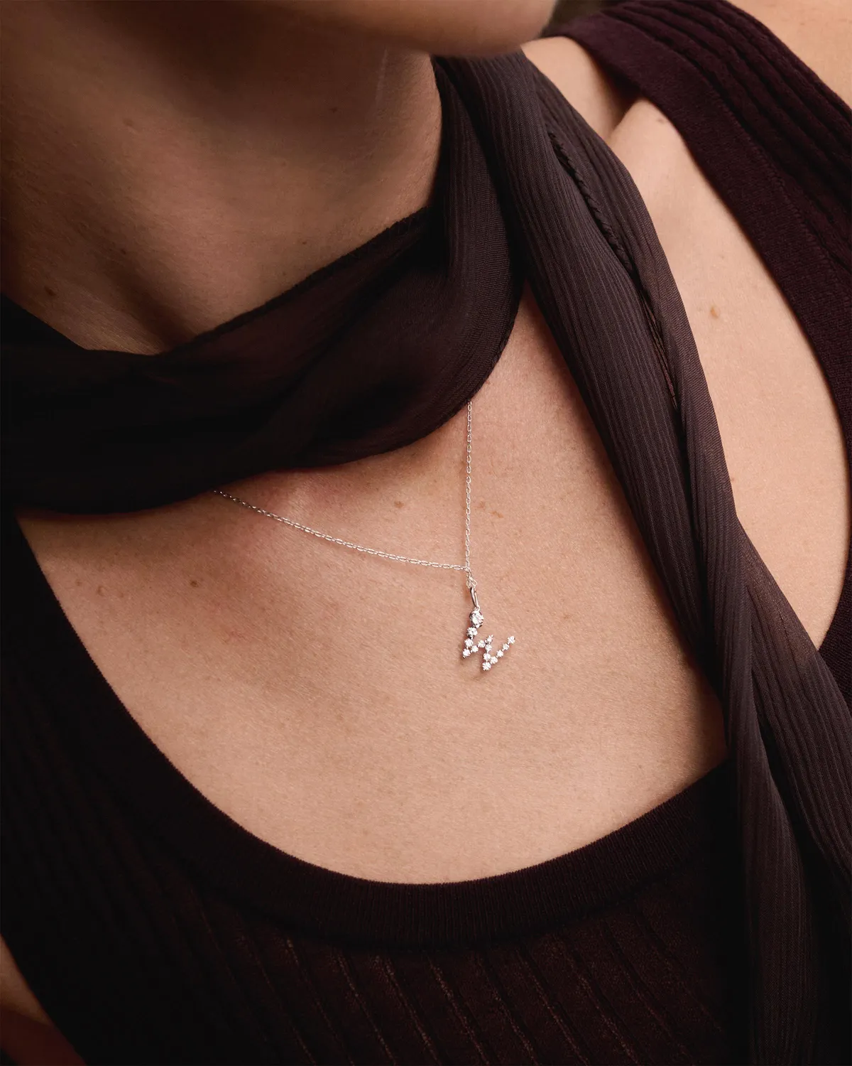 PDPAOLA Initials W pendentif diamants or blanc