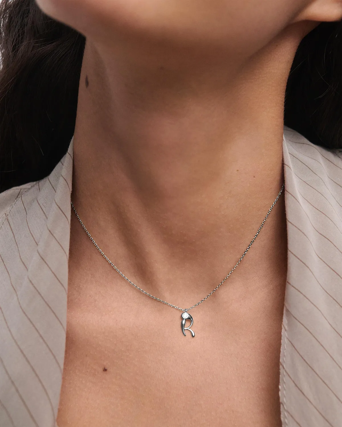 PDPAOLA R initial collier argent lettre R 40-50cm