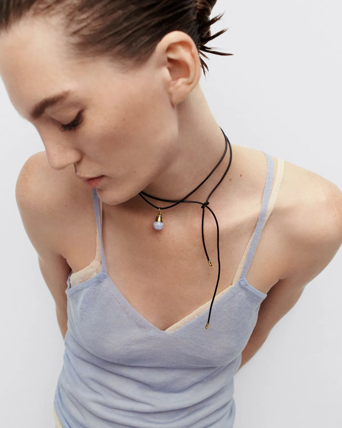 PDPAOLA Aqua Riviera pendentif agate bleue 19 mm