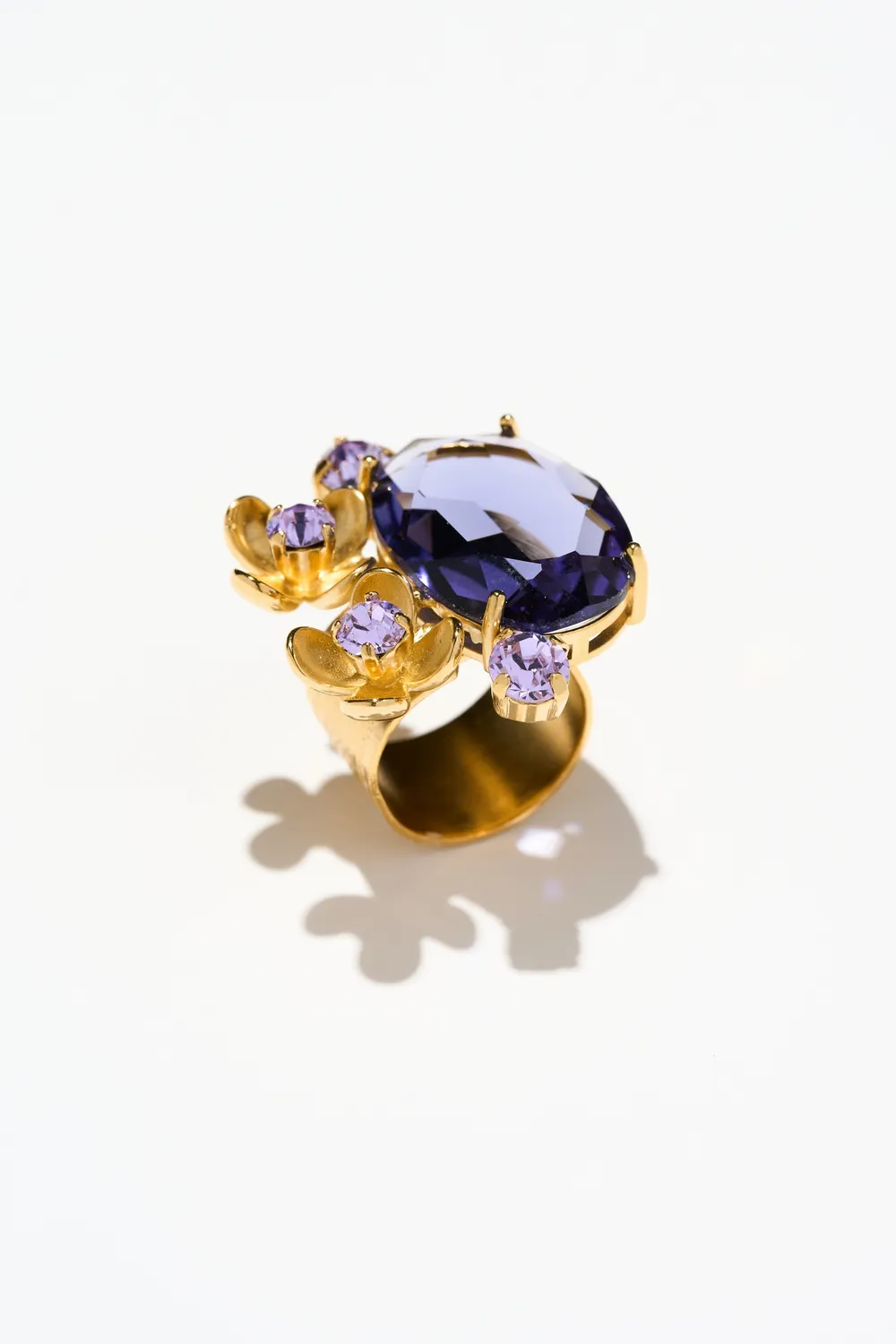 Philippe Ferrandis Eugénie bague ajustable dorée cristaux