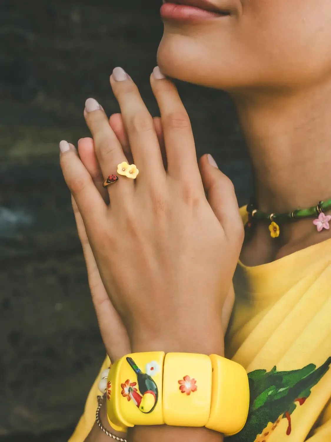 Nach Bijoux toucan bracelet manchette élastique porcelaine