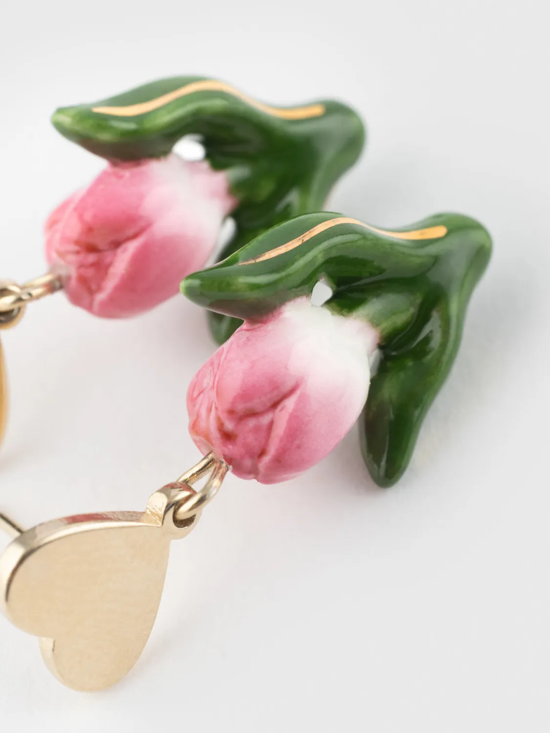 Nach Cœur et tulipe boucles pendantes porcelaine