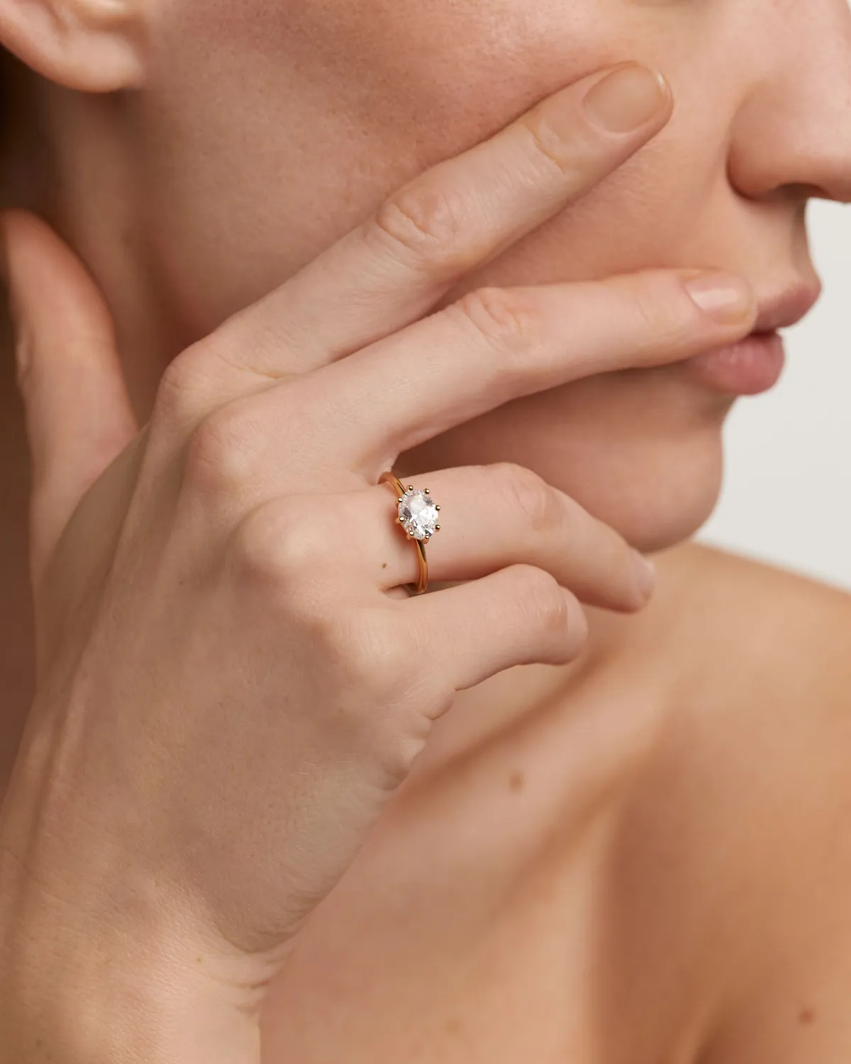 PDPAOLA Kim bague plaqué or zirconia 6x8 mm