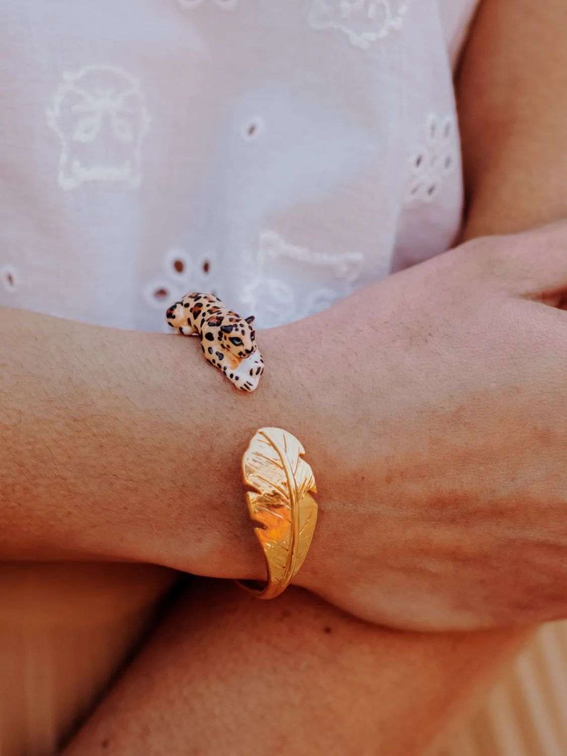 Nach Bijoux FaceToFace léopard et palme bracelet perles verre
