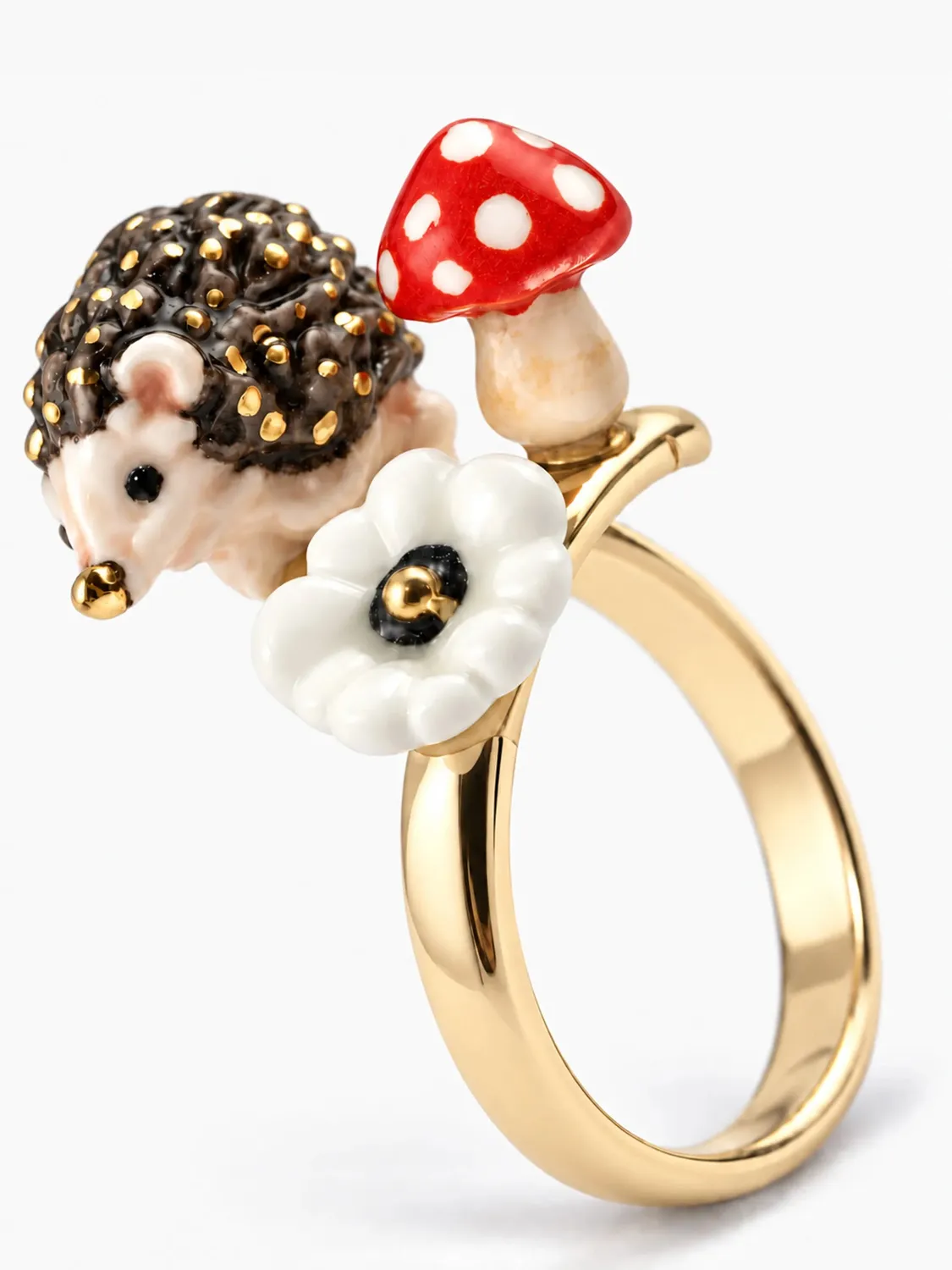 Nach Bijoux hérisson champignon bague ajustable