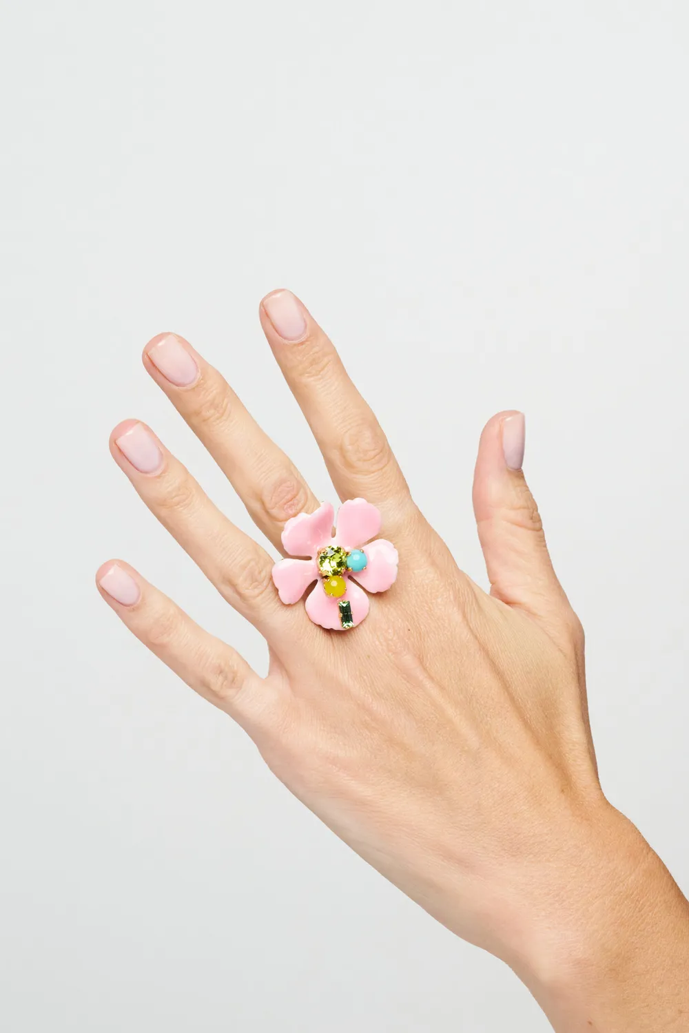 Philippe Ferrandis Ischia bague fleur ajustable émail blanc