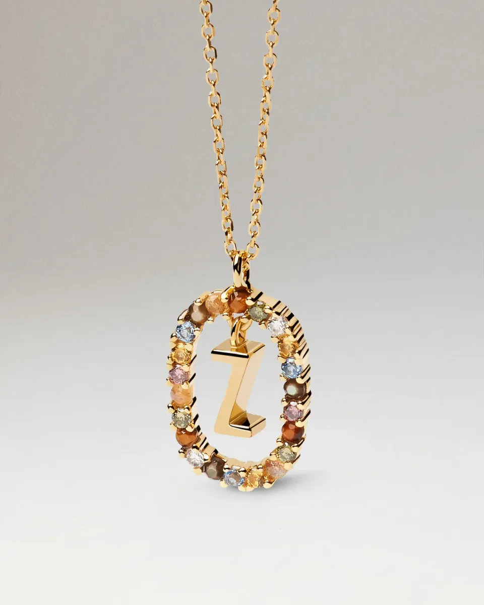 PDPAOLA Letter Z collier lettre cristal bleu