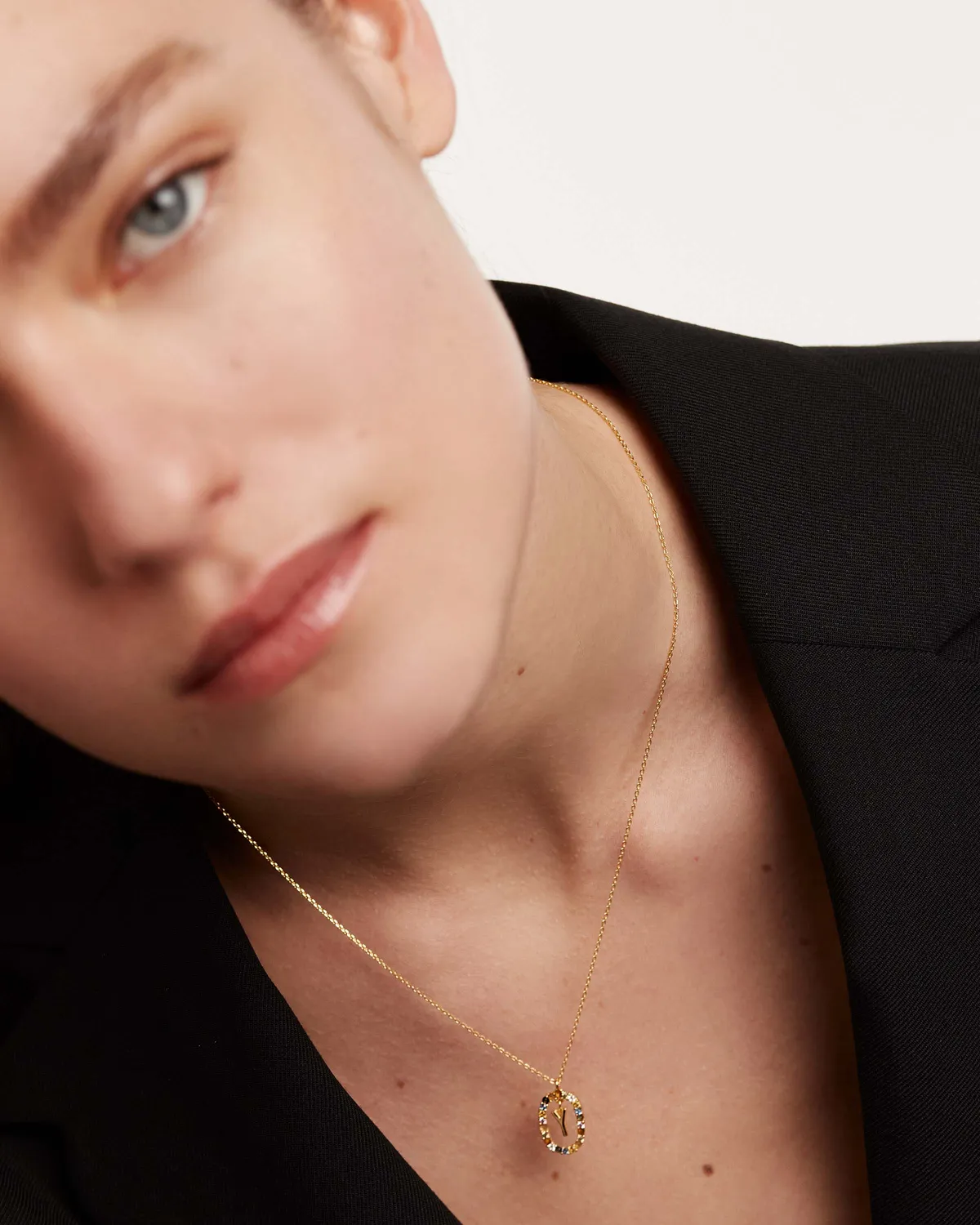 PDPAOLA Lettre Y collier initiale plaqué or zircon