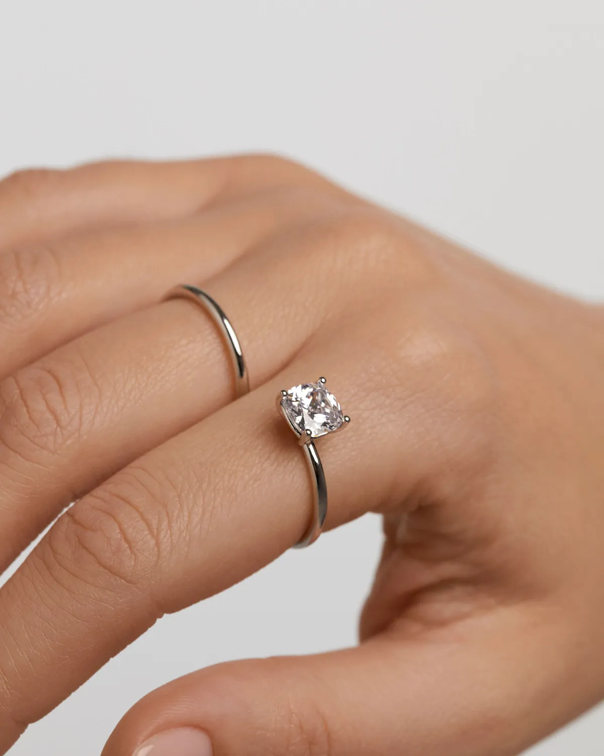 PDPAOLA Sofia bague deux doigts argent zirconia