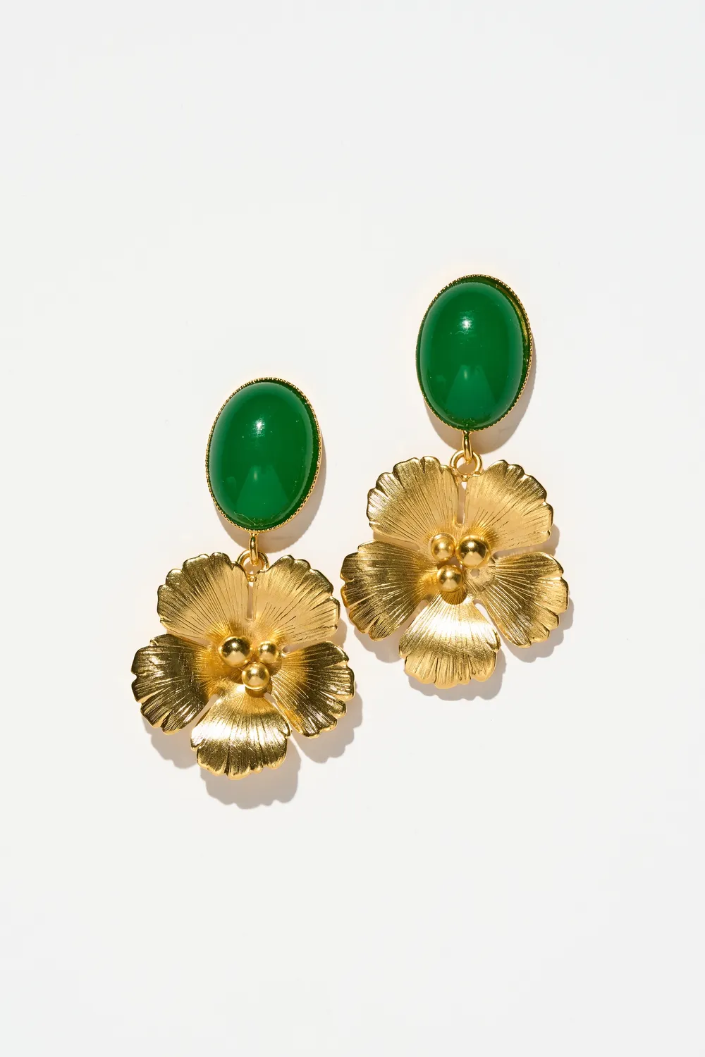 Philippe Ferrandis Magnolia boucles d'oreilles clips vert noir
