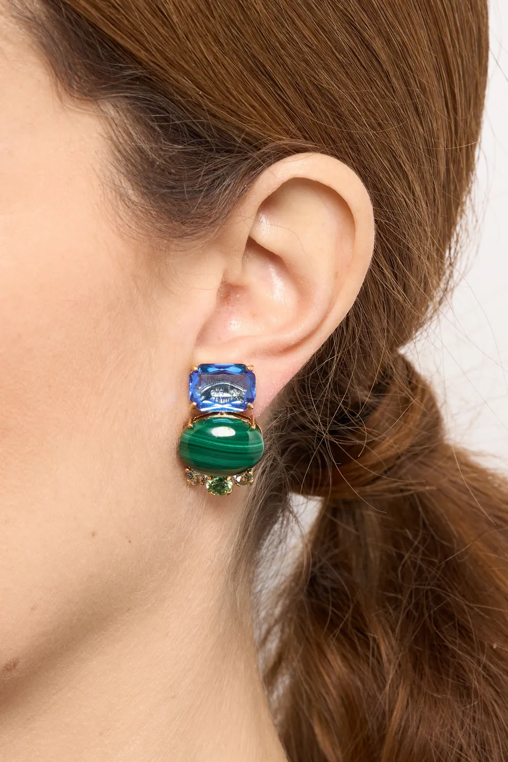Philippe Ferrandis Castiglione boucles clips lapis malachite