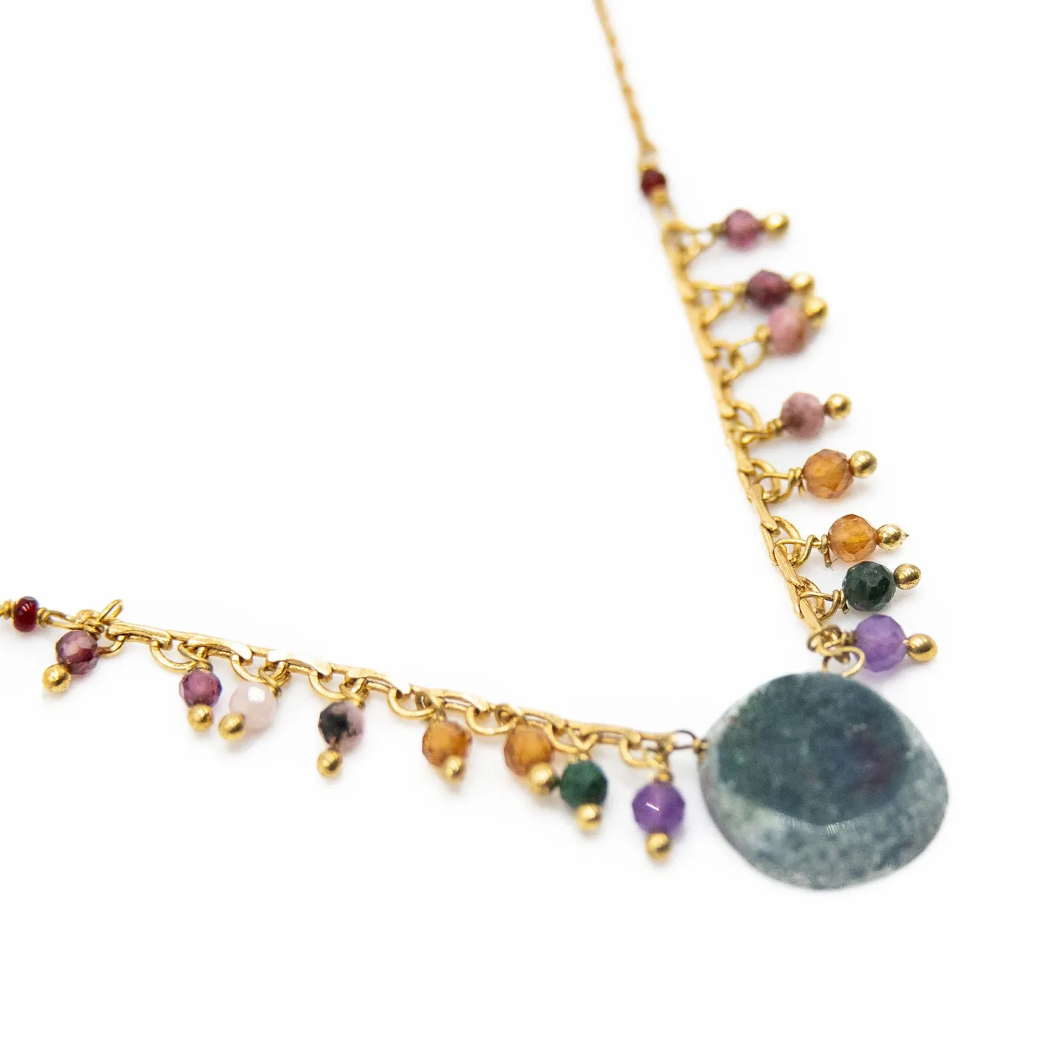 Le Fourbi de Capucine FDC55 collier laiton doré multicolore 40 cm