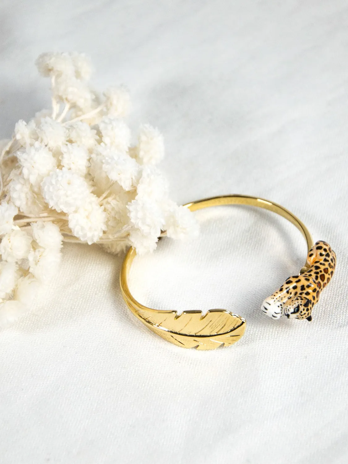 Nach Bijoux FaceToFace léopard et palme bracelet perles verre