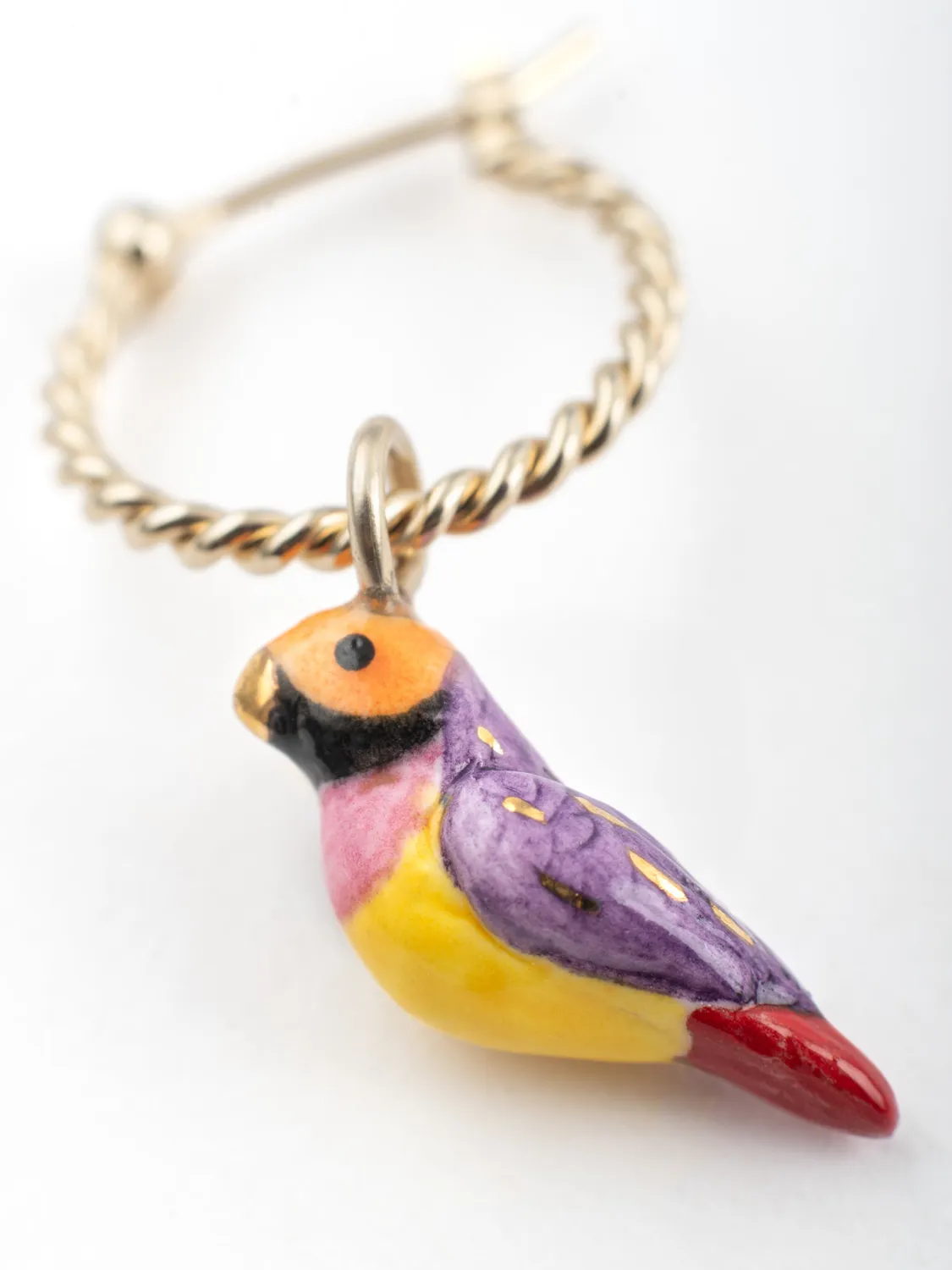 Nach Bijoux mini créole oiseau diamant de Gould porcelaine