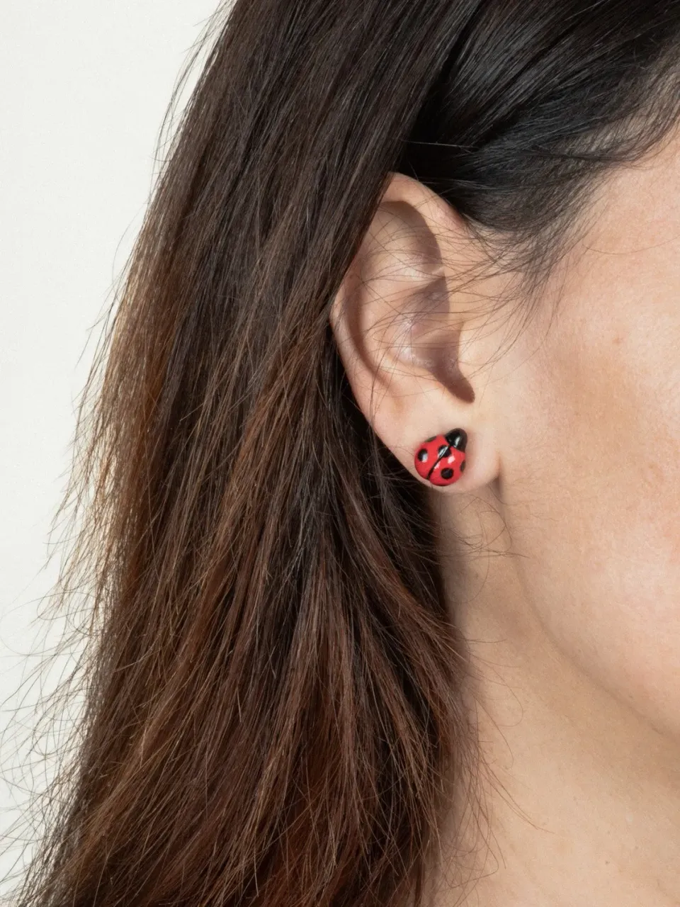 Nach Bijoux coccinelle boucles d'oreilles puces rouges