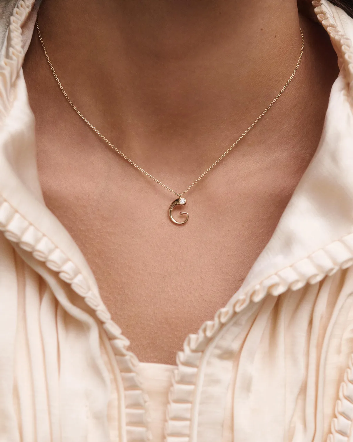PDPAOLA Initiale G collier pendentif or 12 mm 40-50 cm