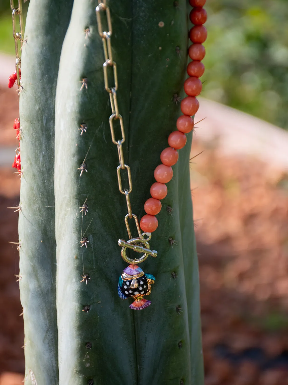 Nach Bijoux Poisson tacheté collier perles porcelaine