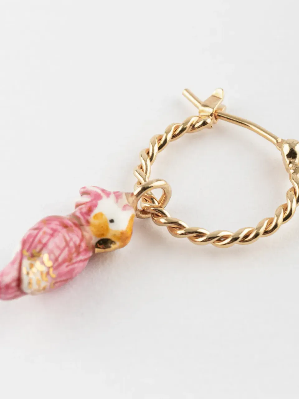 Nach Bijoux mini créole cacatoès rose boucle 1,5 cm