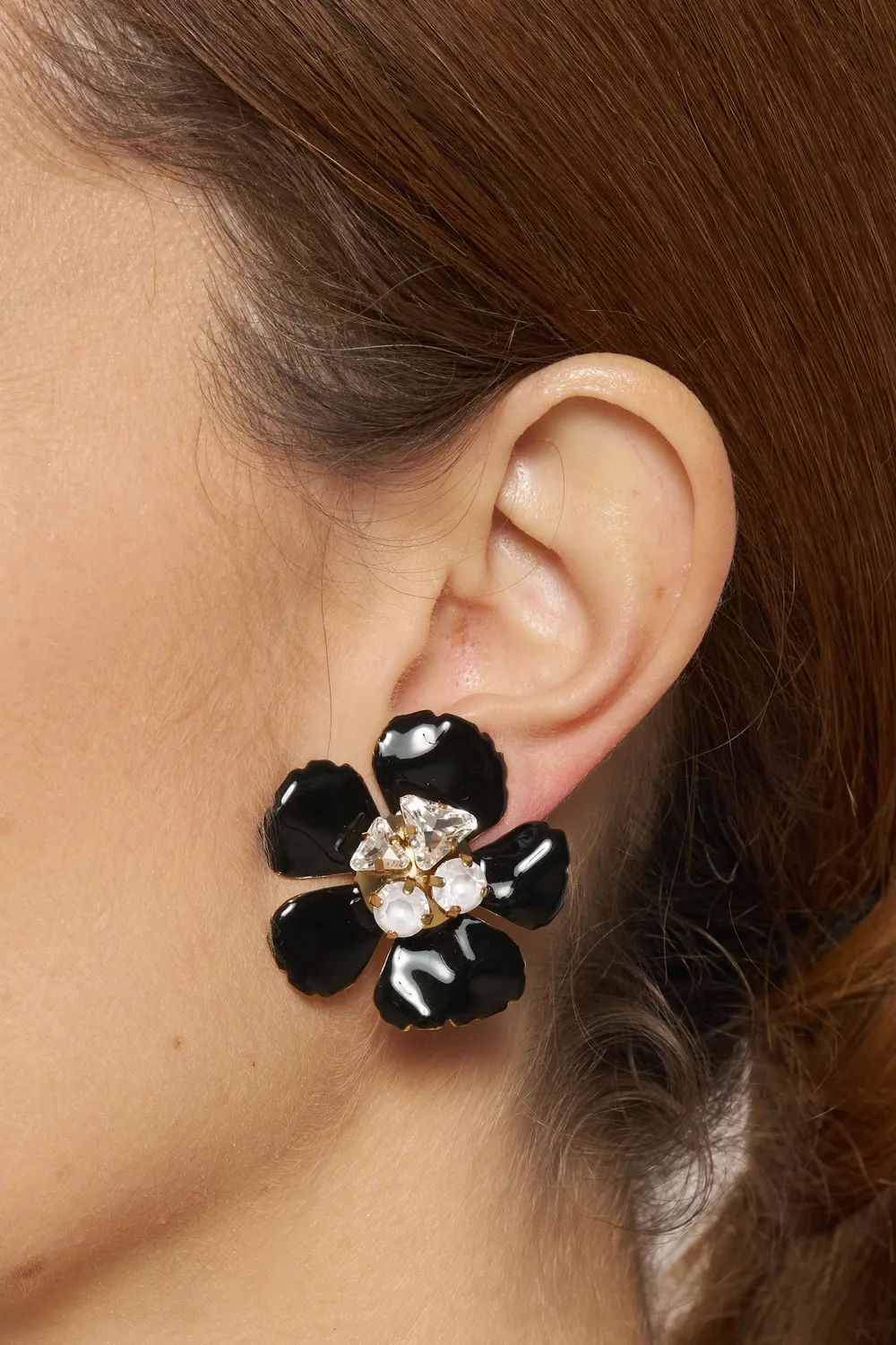 Philippe Ferrandis Black Blossom boucles clips fleurs