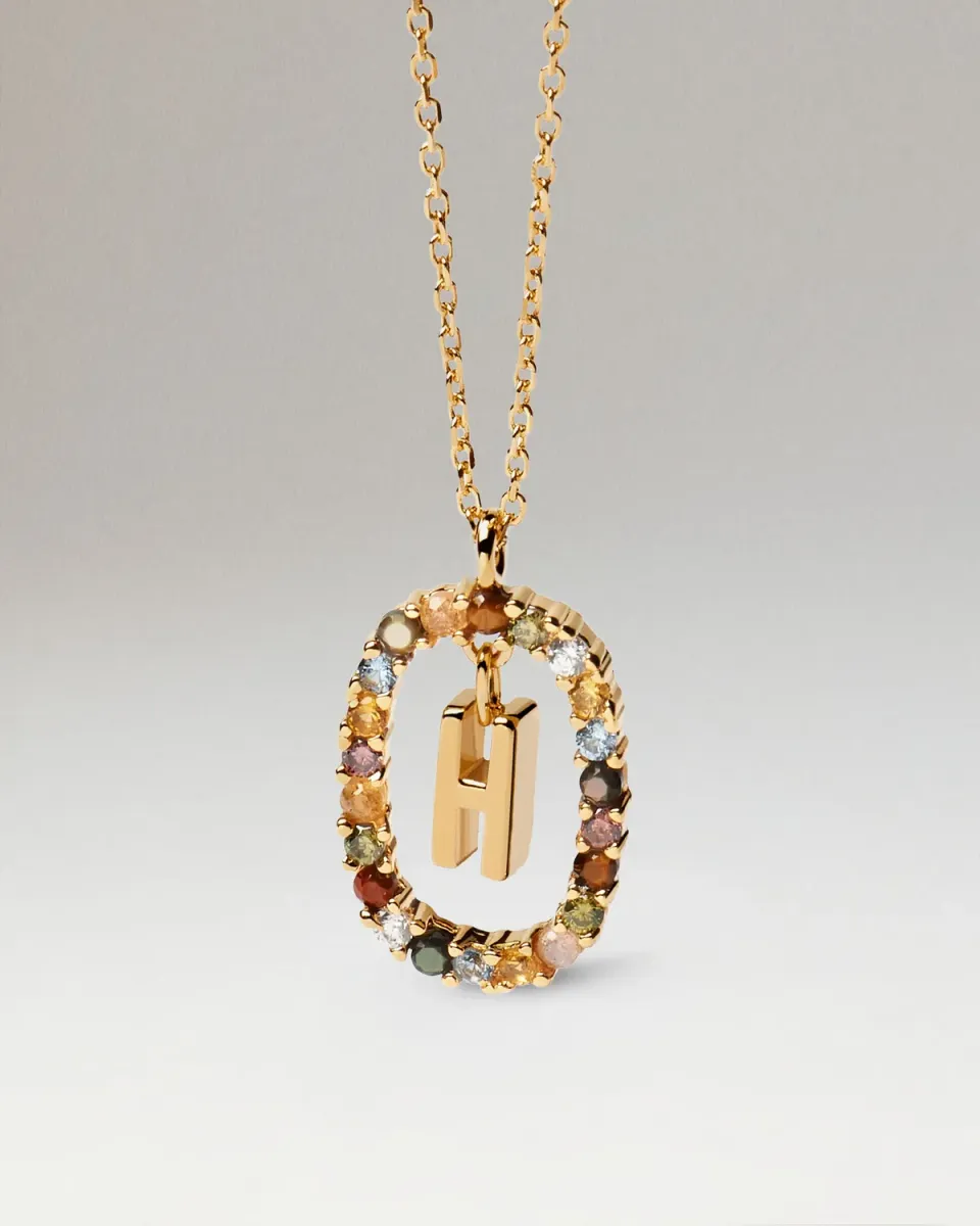 PDPAOLA Letters collier lettre H plaqué or zirconia