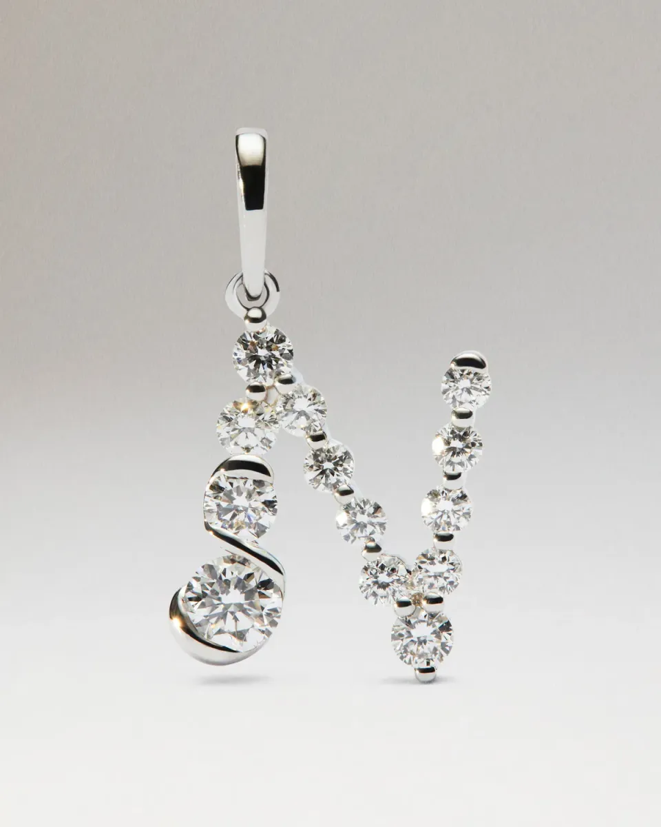 PDPAOLA Initiale N pendentif or blanc diamants