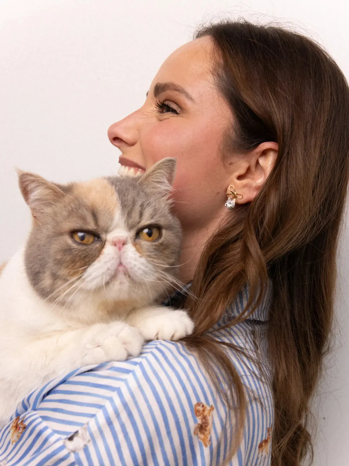 Nach Bijoux Chien et chat tabby boucles pendantes nœud