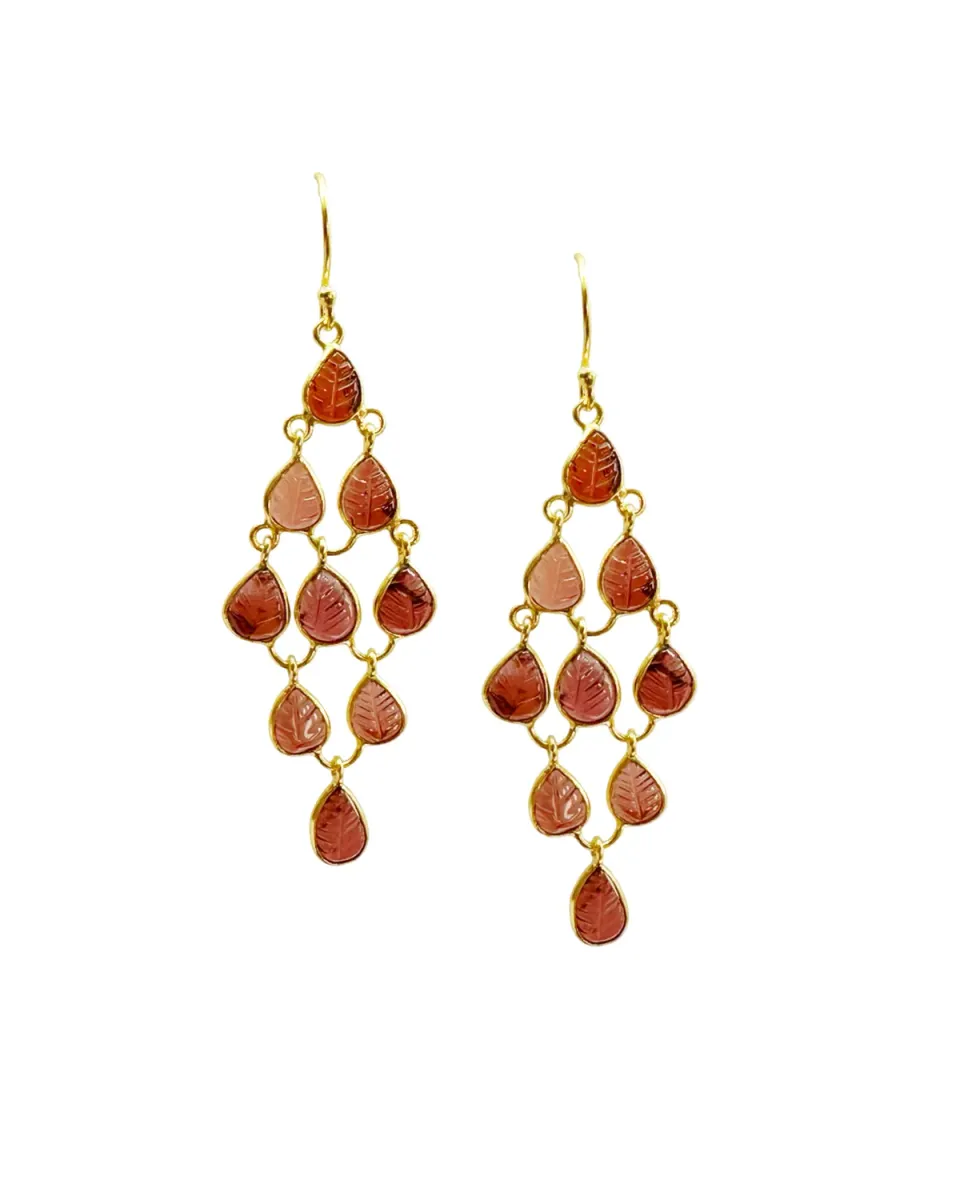 Le Fourbi de Capucine G12 boucles d'oreilles argent doré grenat