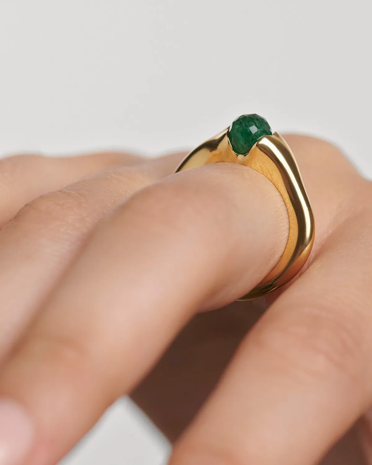 PDPAOLA Oasis bague solitaire aventurine verte
