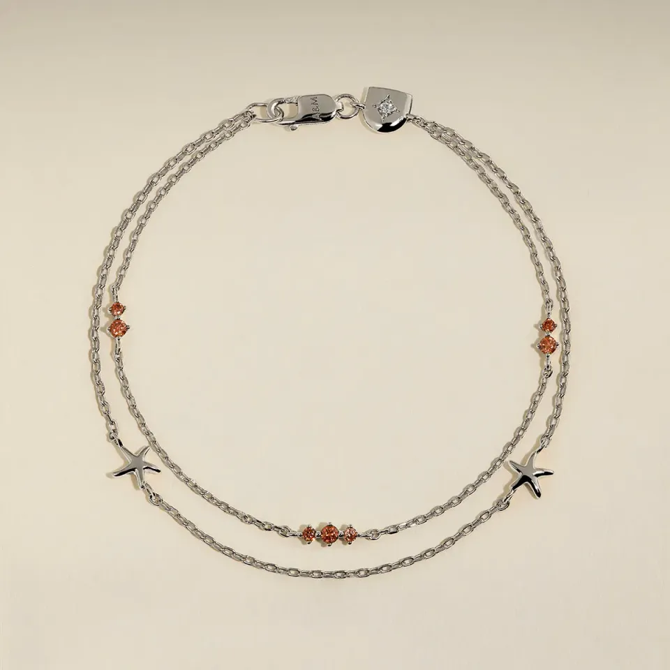 Astrid & Miyu Starfish bracelet double chaîne argent étoile