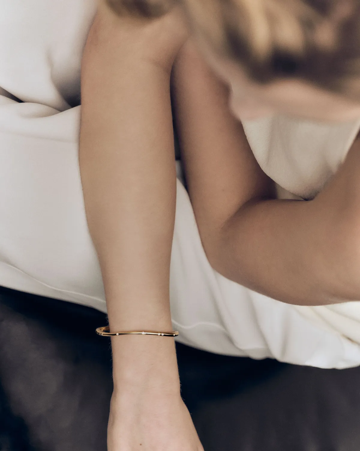 PDPAOLA Air jonc bracelet zirconia blanc