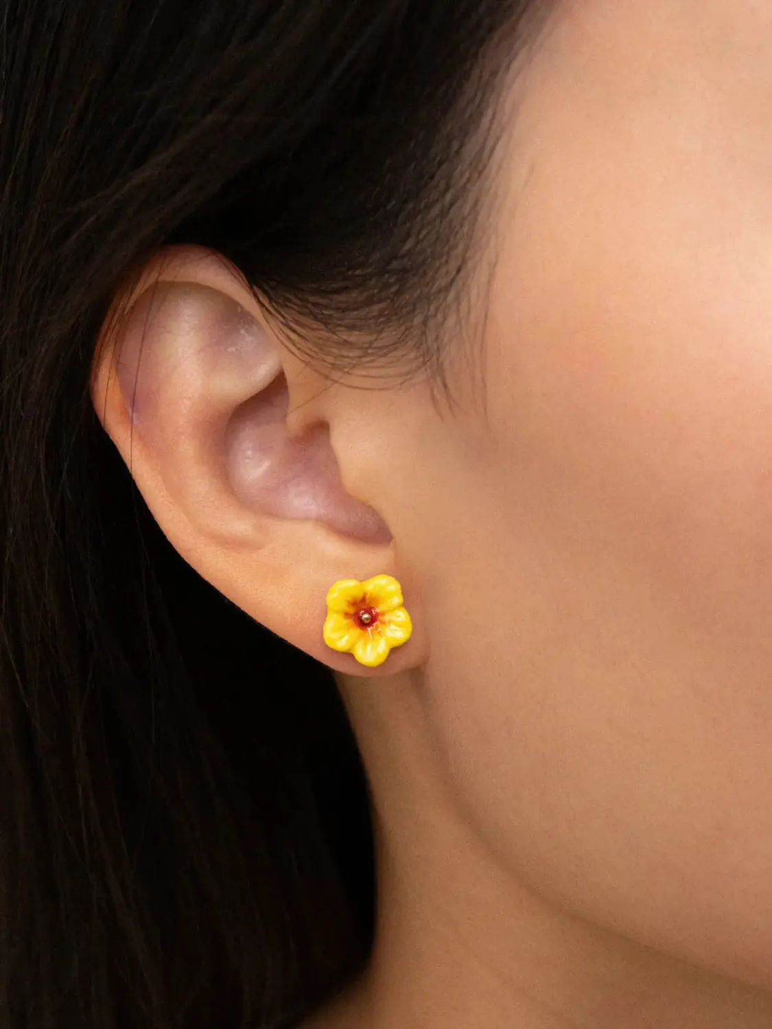 Nach Bijoux Mini hibiscus jaunes boucles d'oreilles puces