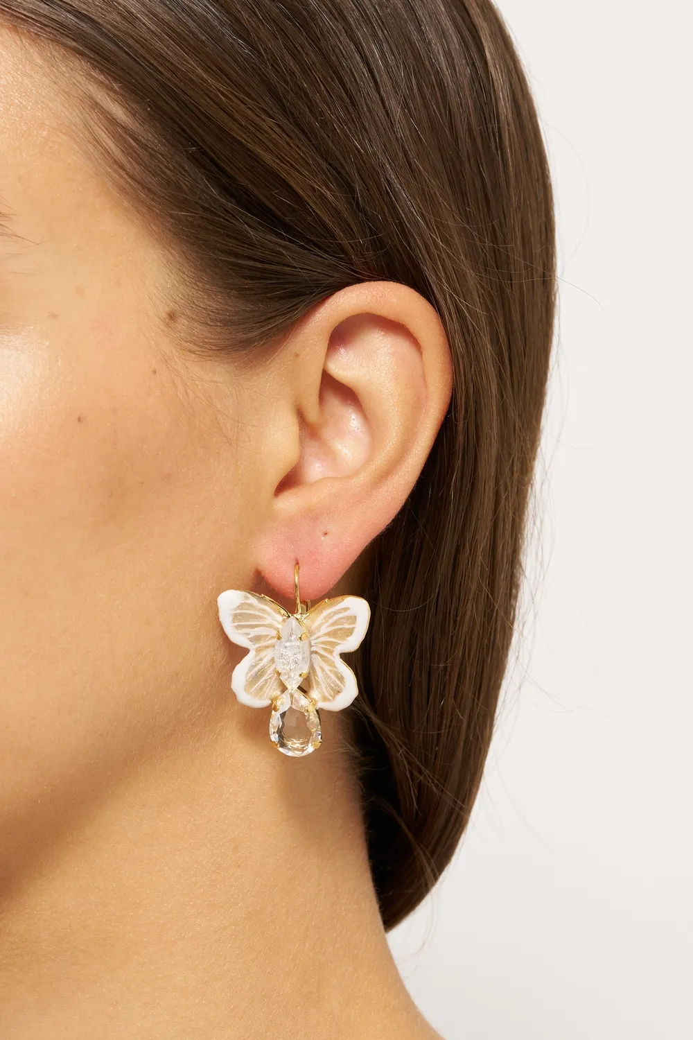 Philippe Ferrandis Fenice White Butterfly boucles quartz