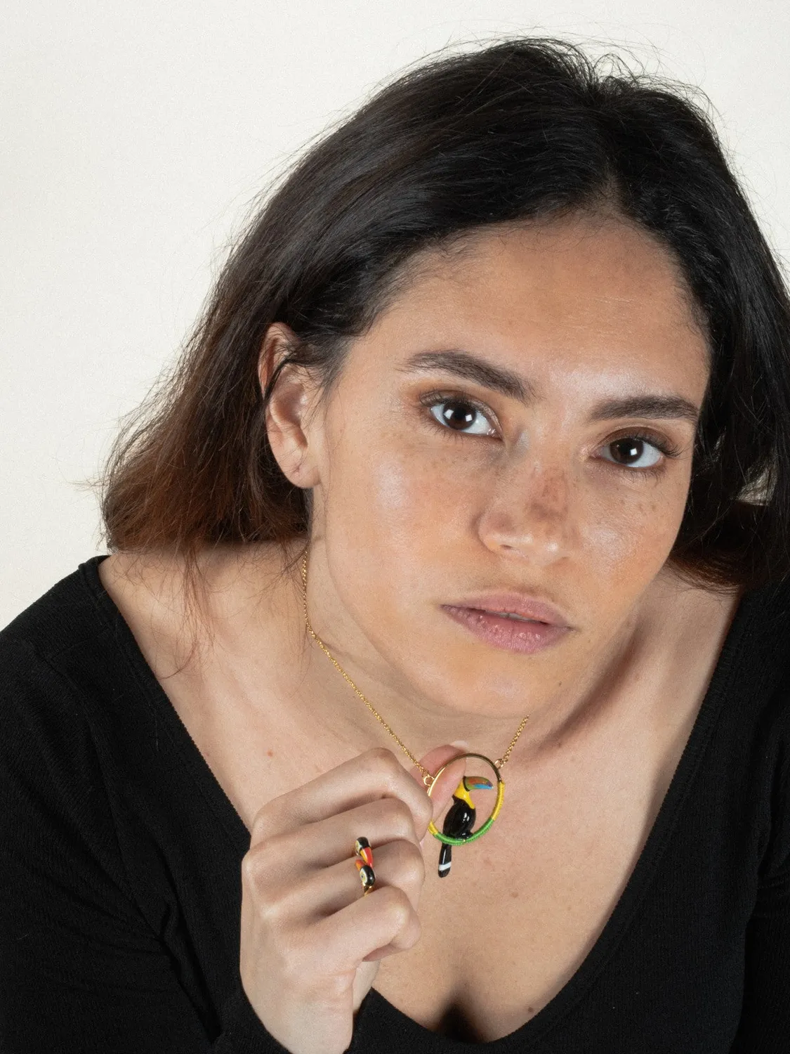 Nach Bijoux toucan bague FaceToFace ajustable porcelaine