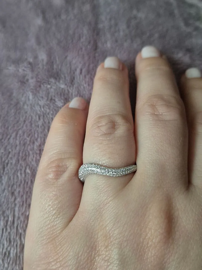Astrid & Miyu Wave Crystal bague argent cristal ondulé