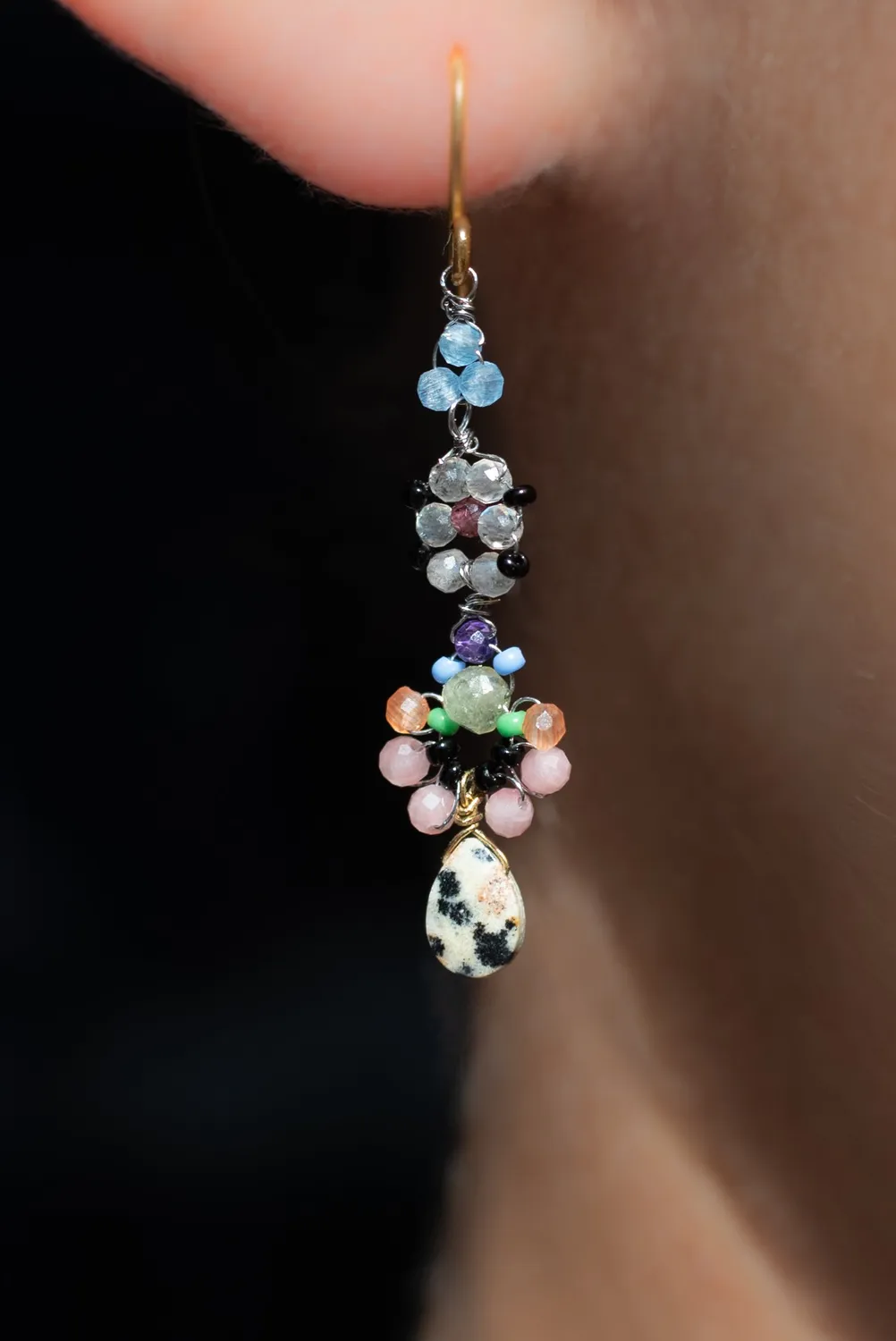 Le Fourbi de Capucine P26 boucles d'oreilles laiton doré labradorite