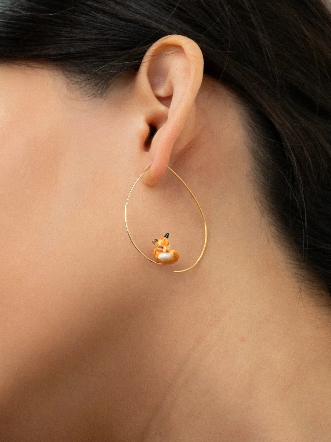 Nach Bijoux moyennes créoles renard endormi boucles d'oreilles