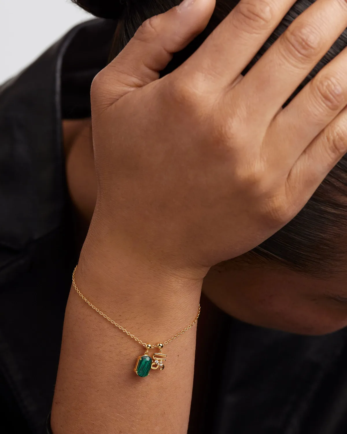 PDPAOLA Transformation Malachite charm malachite plaqué or