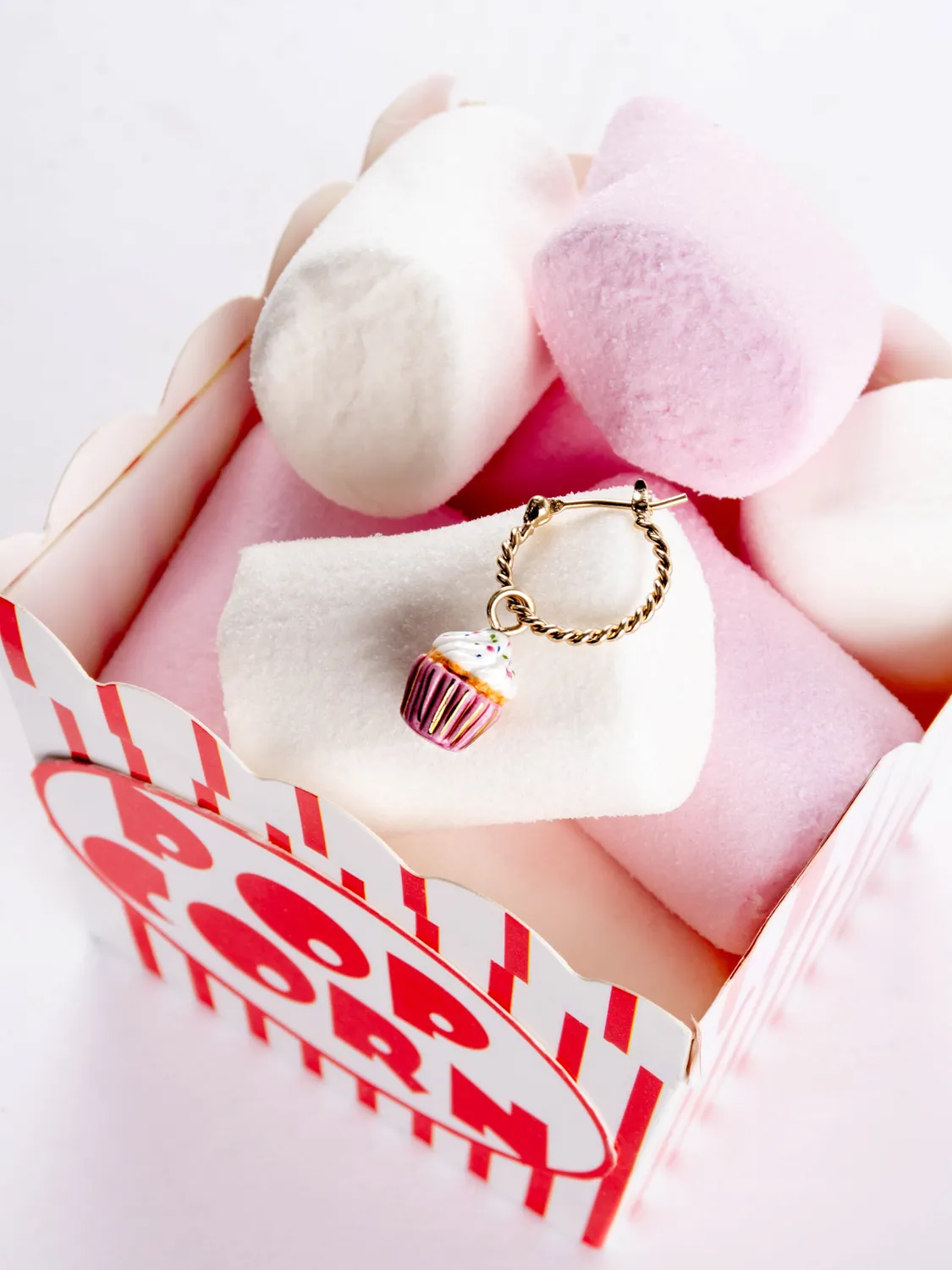 Nach Bijoux cupcake mini créole boucles d'oreilles porcelaine rose