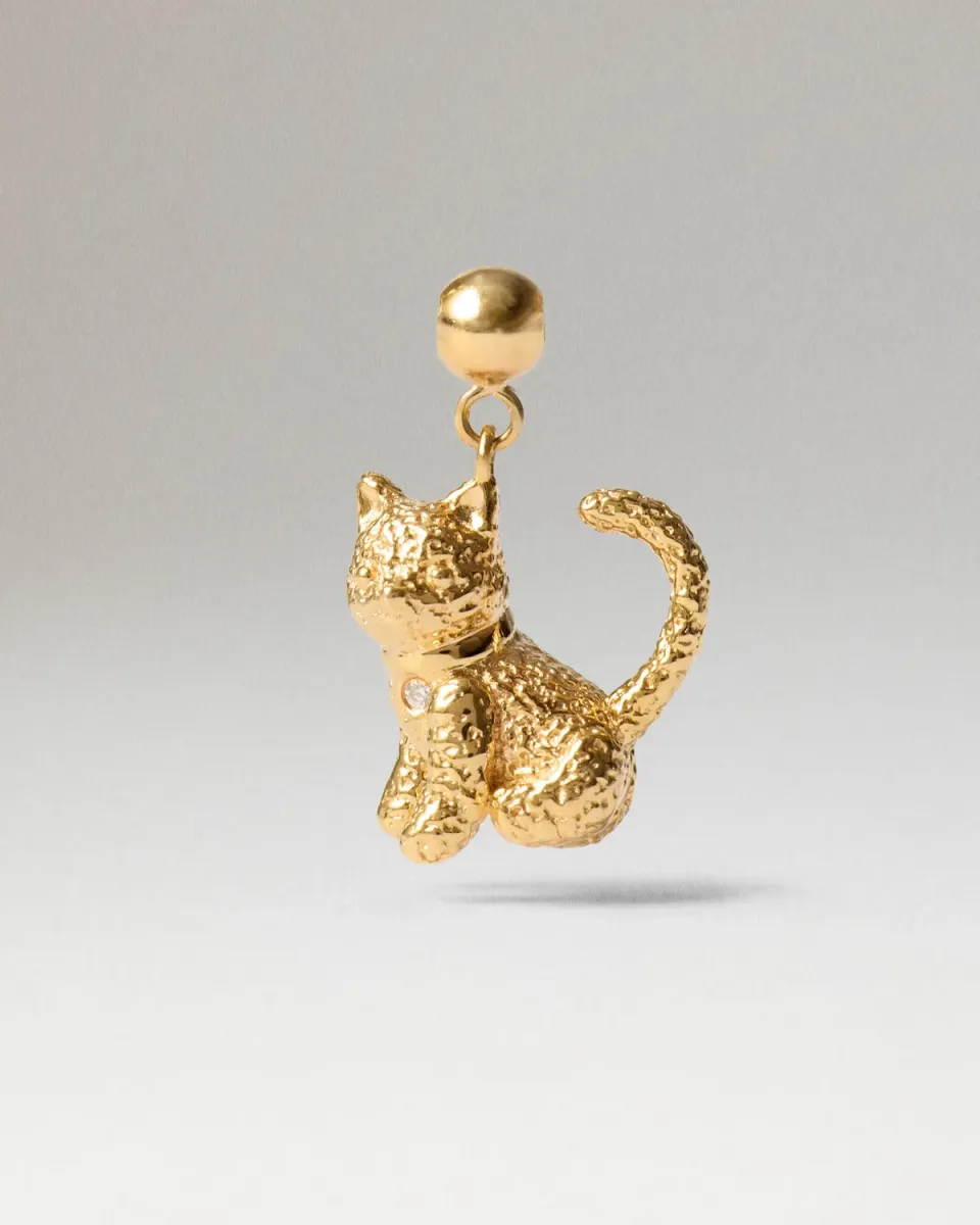 PDPAOLA Cat charm doré zircone blanche