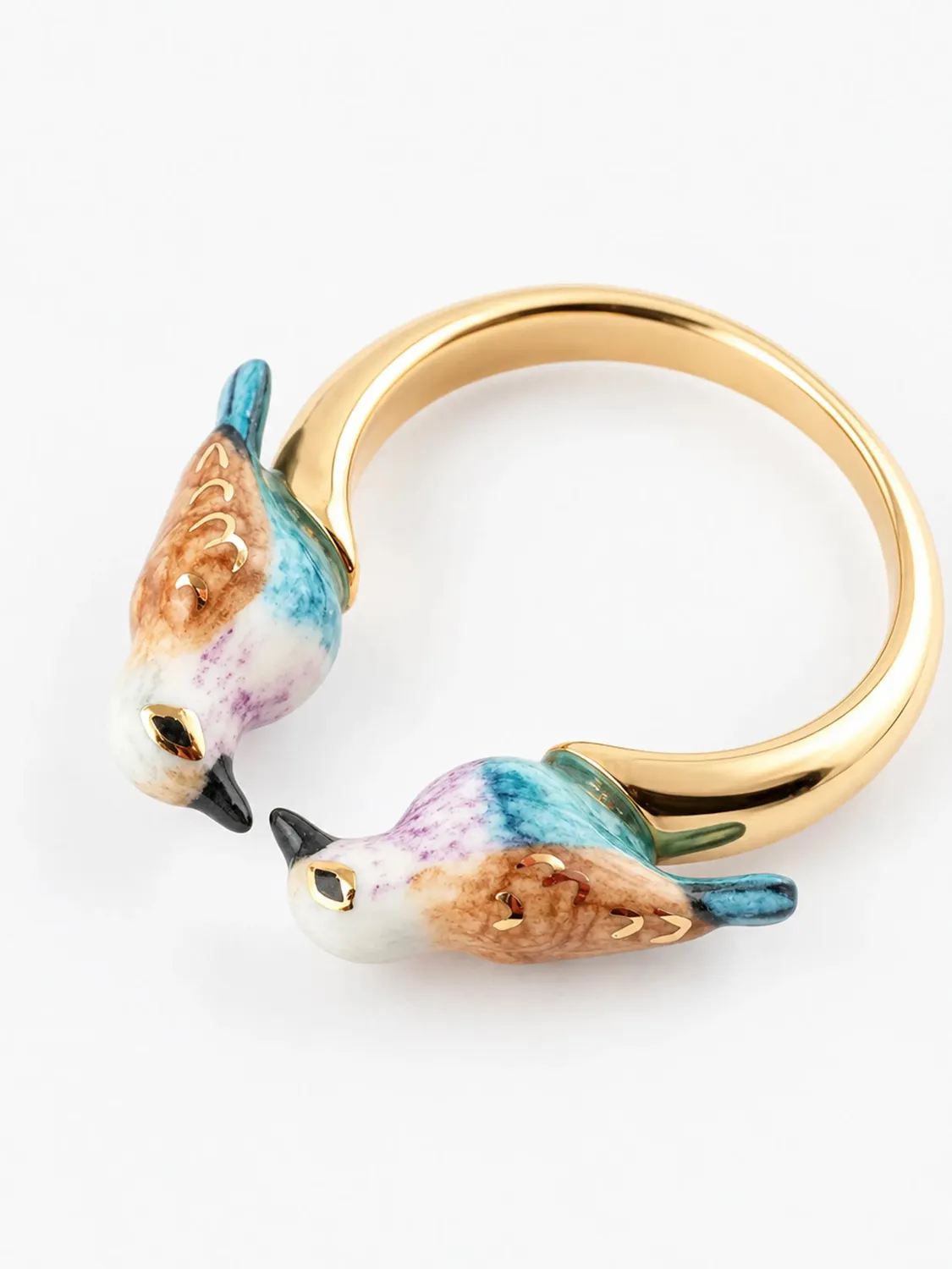 Nach Bijoux Rollier bague FaceToFace oiseau feuille d'or
