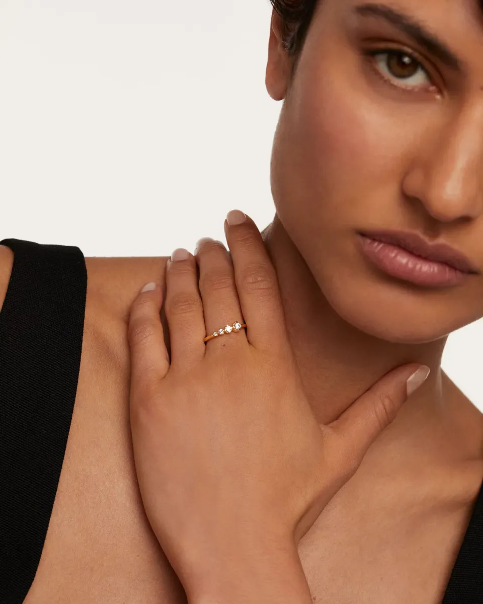 PDPAOLA Spark bague argent plaqué or zirconia