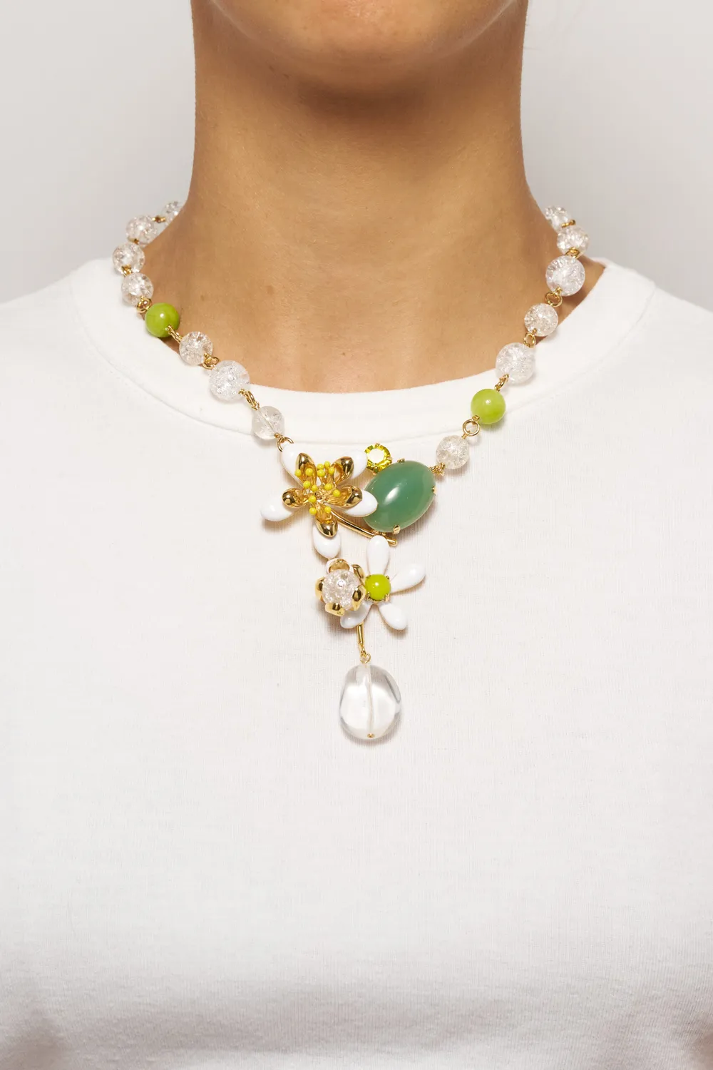 Philippe Ferrandis Neroli collier fleurs émail perles agate
