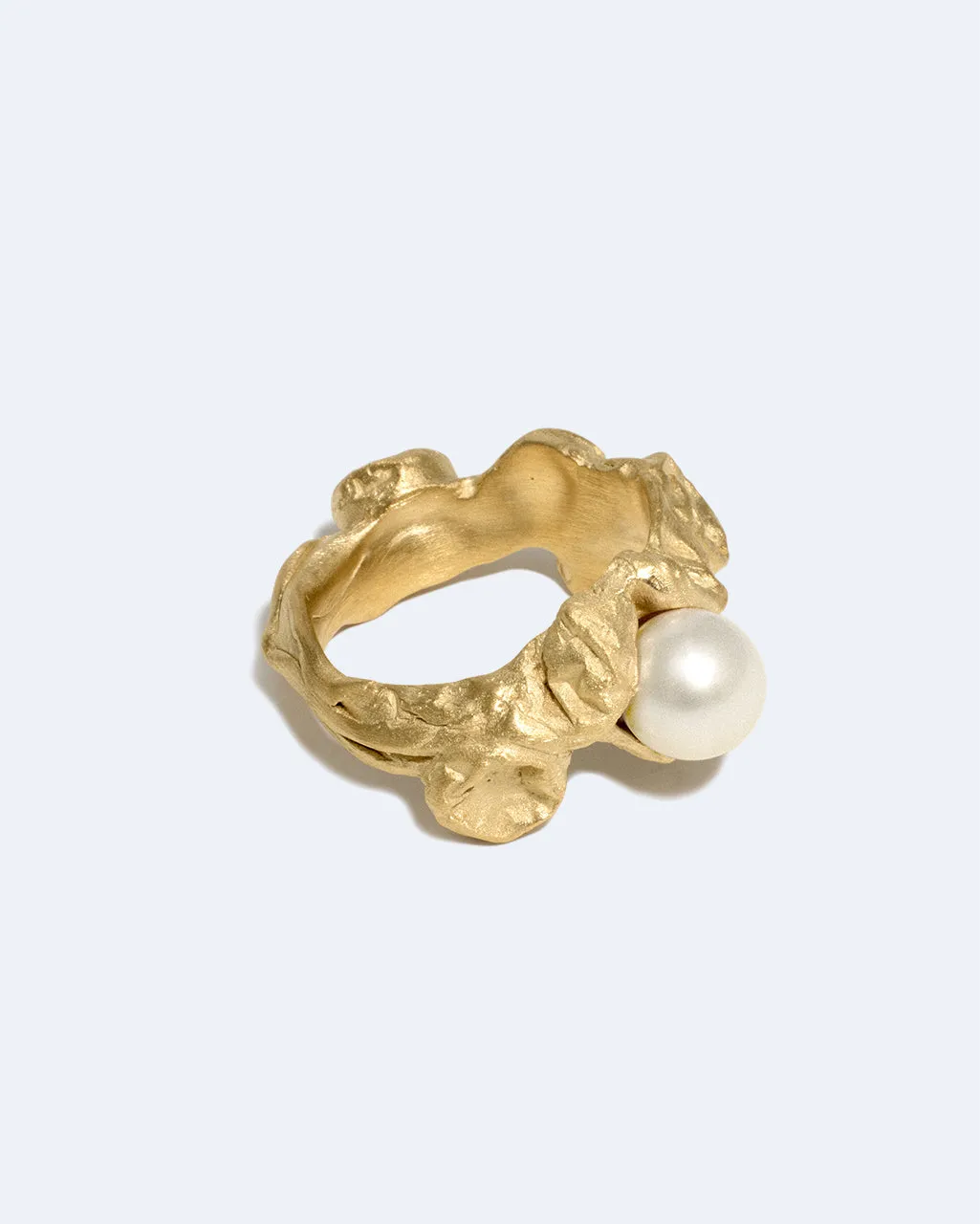 Completedworks Bubble bague perle plaqué or taille L