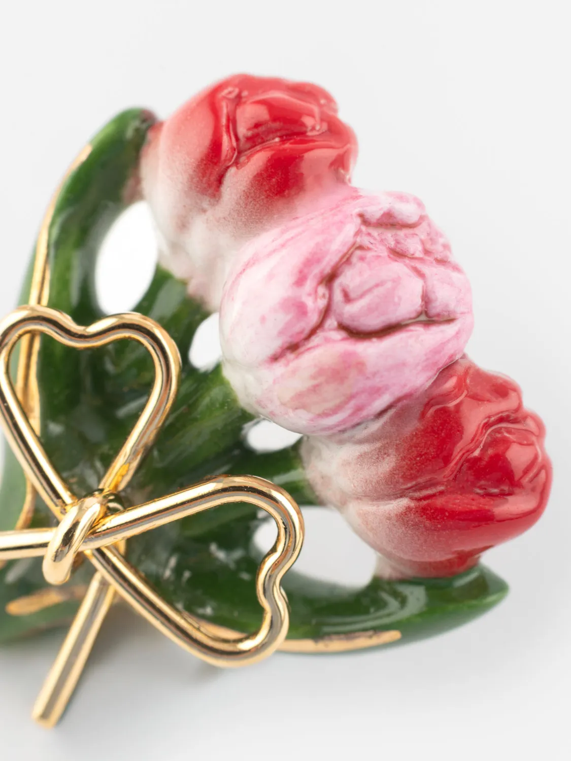 Nach Bijoux Bouquet de tulipes pin’s porcelaine peinte main 25 mm