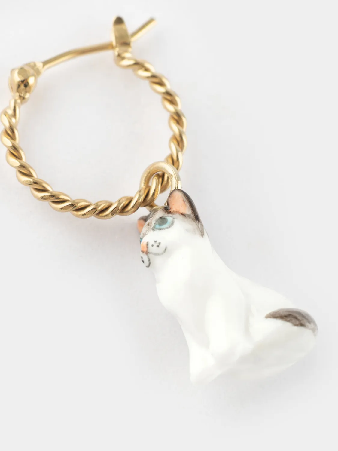 Nach Bijoux Mini créole chat Ragdoll boucle d'oreille unité porcelaine