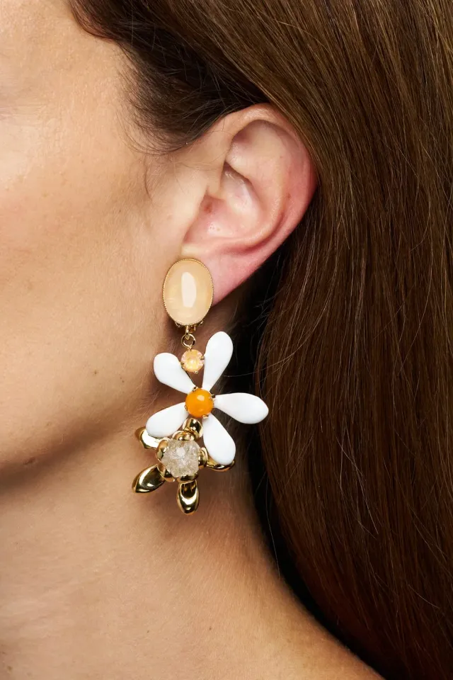 Philippe Ferrandis Neroli boucles clips émail blanc